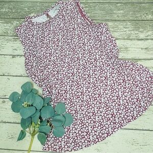 LOFT Floral Print Ruffled Neck Sleeveless Top